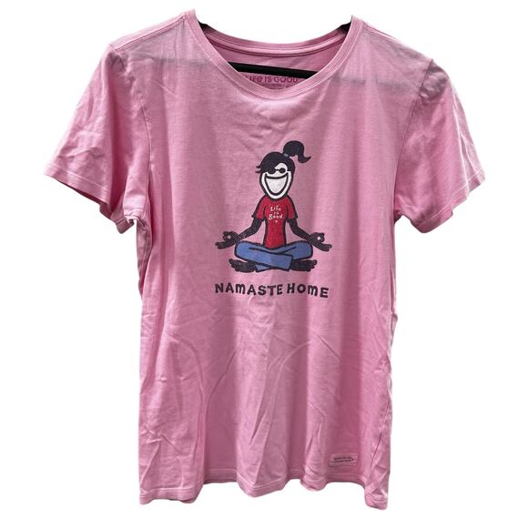 LIVE IS GOOD Bubblegum pink Namaste crusher tee sz S - Picture 1 of 5